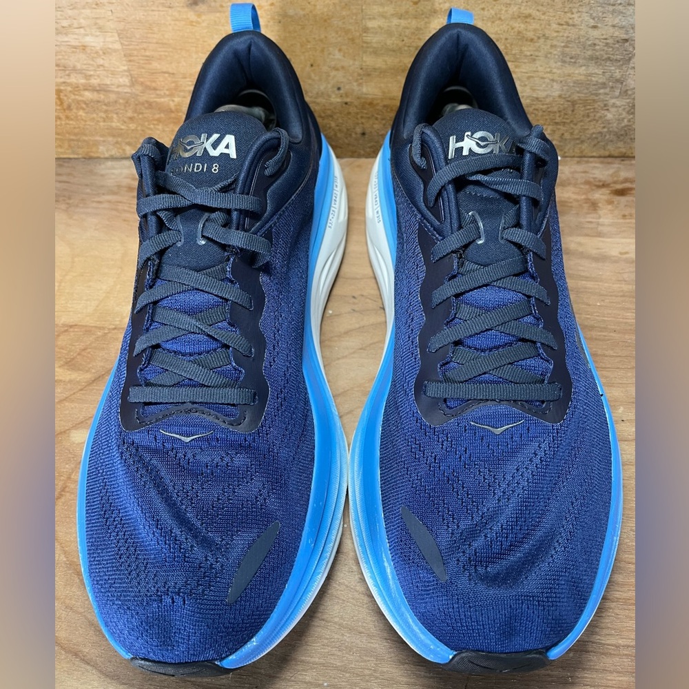 Hoka One One Bondi 8 Mens Sz 13 Running Shoes Sneakers Outer Space All Aboard - Picture 3 of 12